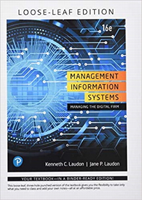 Test Bank for Management Information Systems Managing the Digital Firm 16th edition by Kenneth C. Laudon Jane P. Laudon